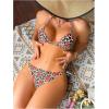 imageVerdusa Womens Y2K Bikini 2 Piece Cheetah Floral Swimsuit Halter Triangle Tie Side String Bikini SetRed and Black