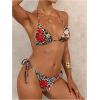 imageVerdusa Womens Y2K Bikini 2 Piece Cheetah Floral Swimsuit Halter Triangle Tie Side String Bikini SetRed and Blue