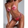 imageVerdusa Womens Y2K Bikini 2 Piece Cheetah Floral Swimsuit Halter Triangle Tie Side String Bikini SetRed and White