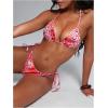 imageVerdusa Womens Y2K Bikini 2 Piece Cheetah Floral Swimsuit Halter Triangle Tie Side String Bikini SetRed and White
