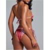 imageVerdusa Womens Y2K Bikini 2 Piece Cheetah Floral Swimsuit Halter Triangle Tie Side String Bikini SetRed and White