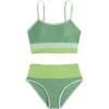 imageVerdusa Girls 2 Piece Colorblock High Waisted Bikini Sets Swimsuit Swimwear Bathing SuitsGreen