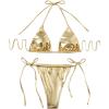 imageVerdusa Womens 2 Piece Bathing Suit Glitter Triangle Top Tie Side Thong Bikini SwimsuitsGold