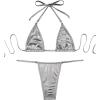 imageVerdusa Womens 2 Piece Bathing Suit Glitter Triangle Top Tie Side Thong Bikini SwimsuitsGrey