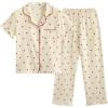 imageVerdusa Womens 2 Piece Pajamas Sets Cute Pj Set Graphic Print Comfy Loungewear Sets Ruffle Trim Top and PantsCherry Apricot