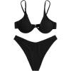 imageVerdusa Womens 2 Piece Triangle Bikini High Cut Bathing Suit SwimsuitBlack
