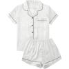 imageVerdusa Womens 2pc Satin Nightwear Button Front Sleepwear Short Sleeve Pajamas SetLeopard White