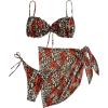 imageVerdusa Womens 3 Piece Leopard Print Tie Side Thong Halter Bikini with Beach Skirt SwimsuitsLeopard and Red