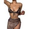 imageVerdusa Womens 3 Piece Leopard Print Tie Side Thong Halter Bikini with Beach Skirt SwimsuitsMulticolored