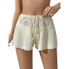 imageVerdusa Womens Hollow Out Crochet Beach Cover Up Knit Loose Wide Leg ShortsBeige