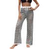 imageVerdusa Womens Hollow Out Crochet Knit Striped High Waist Swimwear Cover Up PantsBlack and White