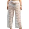 imageVerdusa Womens Plus Size See Through Beach Cover Up Loose Pants Swimsuit Bikini BottomHollow Out White