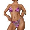 imageVerdusa Womens Y2K Bikini 2 Piece Cheetah Floral Swimsuit Halter Triangle Tie Side String Bikini SetApricot and Purple