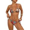 imageVerdusa Womens Y2K Bikini 2 Piece Cheetah Floral Swimsuit Halter Triangle Tie Side String Bikini SetRed and Blue