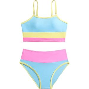 imageVerdusa Girls 2 Piece Colorblock High Waisted Bikini Sets Swimsuit Swimwear Bathing SuitsMulticolor