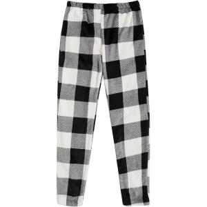 imageVerdusa Womens Buffalo Plaid Print Fuzzy Pajama Pants Loungewear Sleep PantsBlack and White