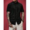 imageVerdusa Mens Button Front Short Sleeve Collar Velvet Shirt Tops CasualShirtsBlack