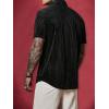 imageVerdusa Mens Button Front Short Sleeve Collar Velvet Shirt Tops CasualShirtsBlack