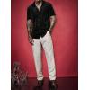 imageVerdusa Mens Button Front Short Sleeve Collar Velvet Shirt Tops CasualShirtsBlack