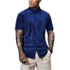 imageVerdusa Mens Button Front Short Sleeve Collar Velvet Shirt Tops CasualShirtsBlue