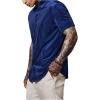 imageVerdusa Mens Button Front Short Sleeve Collar Velvet Shirt Tops CasualShirtsBlue