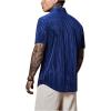 imageVerdusa Mens Button Front Short Sleeve Collar Velvet Shirt Tops CasualShirtsBlue