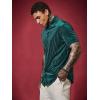imageVerdusa Mens Button Front Short Sleeve Collar Velvet Shirt Tops CasualShirtsDark Green
