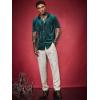 imageVerdusa Mens Button Front Short Sleeve Collar Velvet Shirt Tops CasualShirtsDark Green
