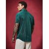 imageVerdusa Mens Button Front Short Sleeve Collar Velvet Shirt Tops CasualShirtsDark Green