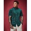 imageVerdusa Mens Button Front Short Sleeve Collar Velvet Shirt Tops CasualShirtsDark Green