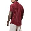 imageVerdusa Mens Button Front Short Sleeve Collar Velvet Shirt Tops CasualShirtsRed