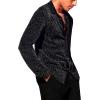 imageVerdusa Mens Glitter Shirts Long Sleeve Collar Button Down Party Shirt TopBlack