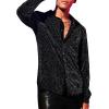 imageVerdusa Mens Glitter Shirts Long Sleeve Collar Button Down Party Shirt TopBlack