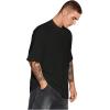 imageVerdusa Mens Oversized Shirts Short Sleeve Loose Fit Casual Solid Basic Tee TopsBlack