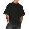 imageVerdusa Mens Oversized Shirts Short Sleeve Loose Fit Casual Solid Basic Tee TopsBlack