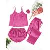 imageVerdusa Womens 4 Piece Satin Cami Top and Shorts Pants Nightwear Pajama SetLeopard Hot Pink