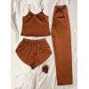 imageVerdusa Womens 4 Piece Satin Cami Top and Shorts Pants Nightwear Pajama SetRust Brown