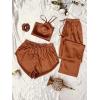 imageVerdusa Womens 4 Piece Satin Cami Top and Shorts Pants Nightwear Pajama SetRust Brown