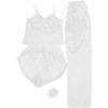 imageVerdusa Womens 4 Piece Satin Cami Top and Shorts Pants Nightwear Pajama SetWhite