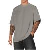 imageVerdusa Mens Oversized Shirts Short Sleeve Loose Fit Casual Solid Basic Tee TopsGrey