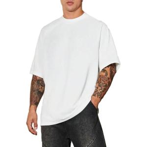 imageVerdusa Mens Oversized Shirts Short Sleeve Loose Fit Casual Solid Basic Tee TopsWhite