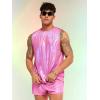 imageVerdusa Mens 2 Piece Metallic Outfit Sleeveless Tank Top and Short Tracksuit SetsPink
