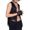 imageVerdusa Mens Sleeveless V Neck Studded Detail Fringe Trim Open Front Vest JacketBlack