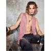 imageVerdusa Mens Sleeveless V Neck Studded Detail Fringe Trim Open Front Vest JacketPink