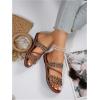 imageVerdusa Womens Braided Strappy Flat Sandals Summer Slides Open Toe Beach ShoesBrown Leopard