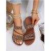 imageVerdusa Womens Braided Strappy Flat Sandals Summer Slides Open Toe Beach ShoesBrown Leopard