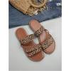 imageVerdusa Womens Braided Strappy Flat Sandals Summer Slides Open Toe Beach ShoesBrown Leopard