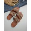 imageVerdusa Womens Braided Strappy Flat Sandals Summer Slides Open Toe Beach ShoesBrown Leopard