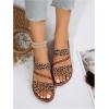 imageVerdusa Womens Braided Strappy Flat Sandals Summer Slides Open Toe Beach ShoesBrown Leopard