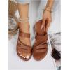 imageVerdusa Womens Braided Strappy Flat Sandals Summer Slides Open Toe Beach ShoesMocha Brown
